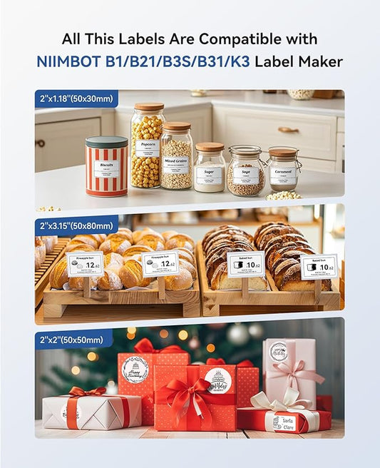 NIIMBOT B1 Label Maker Machine, Thermal Label Printer Easy to Use for Office, Home, Business, Came with 3 Roll White Labels(Blue)