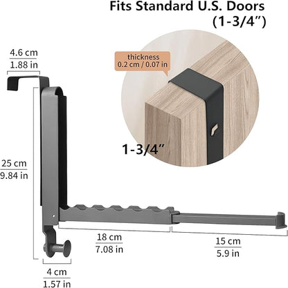 RFOUO Over The Door Hooks Hanger Fit Door up to 1 3/4" Optimal 1pc,Over The Door Hanger with Retractable Rod,Foldable Over The Door Drying Rack for Laundry Bathroom Bedroom (Space Grey, 1 Pack)