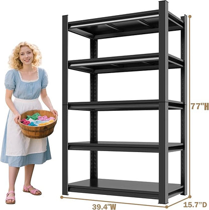 Over Washer and Dryer Shelves,5 Tier Expandable Washer and Dryer rack,Laundry Room Storage Over Toilet Washing Machine and Dryer Storage Rack Bathroom Organization,77.4"H*39.4"W*15.7"D,BLACK