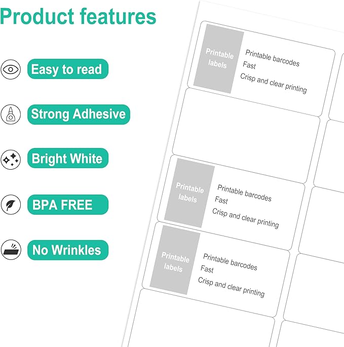 L LIKED 2" x 4" Label Stickers, Printable White 10 per Sheets Total 1000 Labels for Laser/Inkjet Printing - Matte (1000 Labels) (Pack of 2)