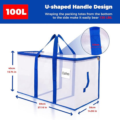 ZFWDSY 105L Moving Bags 8Pack Storage Bag Large Moving Boxes with Lids, Zippers Handles for Moving Totes Bins, College Dorm, Traveling, Camping, Christmas