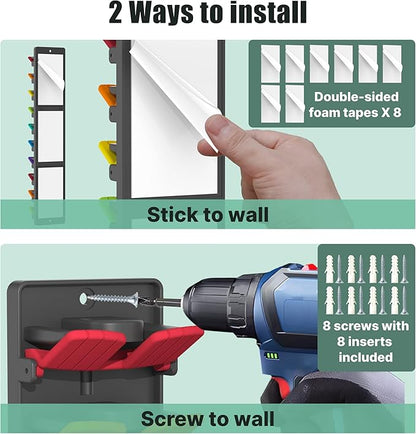 BRUBEQO Hat Organizer for Baseball Caps 2 Packs with Built-in Spring Clips - Wall Mount Closet Hat Rack Holder, Adjustable Storage for Door/Closet Display Hat Racks Hanger (Strong Adhesive & Screws)