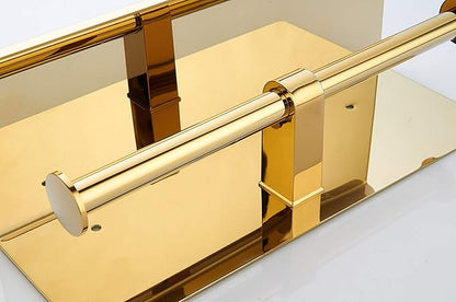 BGL Double Toilet Paper Holder Stainless Steel 304 Wall Mounted Two Heads Roll Tissue Holder with Shelf (Gold)