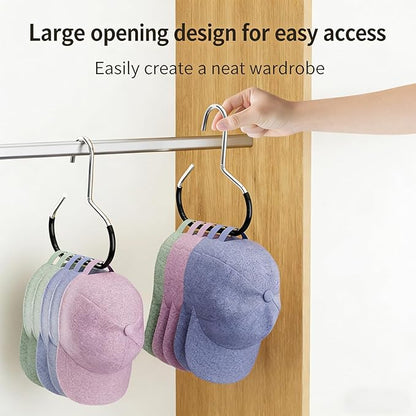 Durable Steel Hangers: Maximize Closet Space with Versatile Storage, Hat Organizer, Stainless Hat Hanger, Multifunctional Steel Hangers for Hats, Scarves, Belts, Ties, Bra, Anti-Slip (18, Grey)