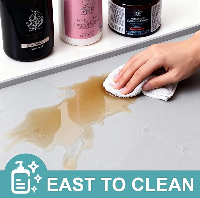 Under Sink Mat, 22" x 19" Inch Leak-Proof Silicone Sink Mat, Non-Slip Cabinet Liner & Counter Protector for Kitchen Bathroom, Waterproof Heat Resistant Easy to Clean.