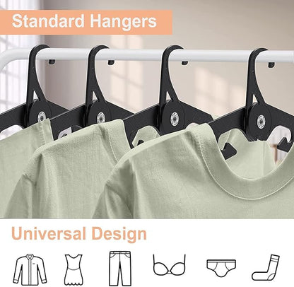 NICEDACK Premium Travel Hangers 3 Pack Portable Folding Clothes Hangers - Super Bearing Collapsible Hanger Foldable Clothes Drying Rack for Travel, Indoor and Outdoor Use (3 Pack Black)