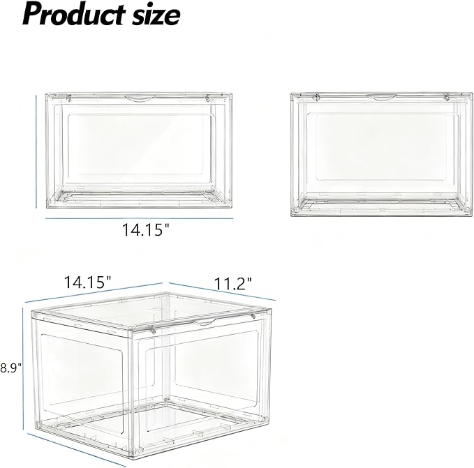 Parlynies 12 Packs Plastic Sneaker Storage Shoe Containers, Stackable Shoe Organizer with Doors, Acrylic Display Shoes Boxes
