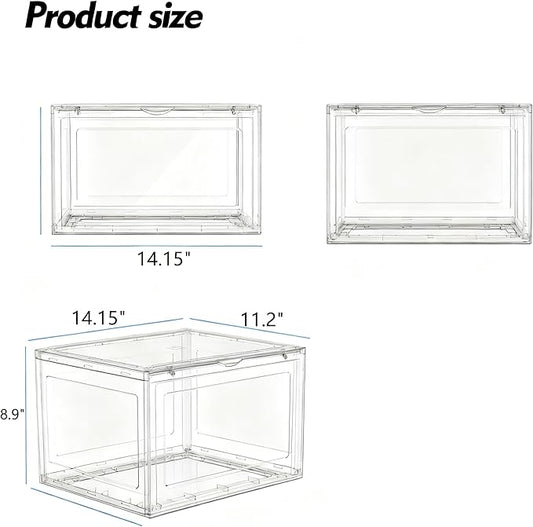 Parlynies 12 Packs Plastic Sneaker Storage Shoe Containers, Stackable Shoe Organizer with Doors, Acrylic Display Shoes Boxes