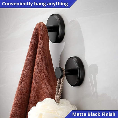 HOME SO Suction Cup Hooks for Shower, Bathroom, Kitchen, Glass Door, Mirror, Tile – Loofah, Towel, Coat, Bath Robe Hook Holder for Hanging up to 15 lbs – Waterproof & Rustproof, Matte Black (4-Pack) | for Shower, Bathroom, Kitchen, Glass Door, Mirror, ...
