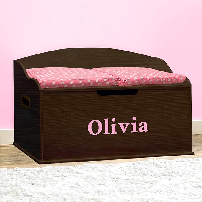 DIBSIES Personalized Creative Wonders Toy Box, Signature Series for Girls, 30 x 19.25 x 18 inches, Soft-Close Lid (Espresso)