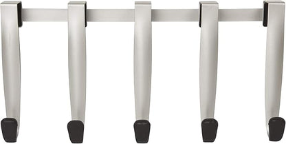 Umbra Schnook Steel Over-The-Door Multi-Hook - 5 Metal Hooks Measure 18" x 8" - Perfect for Hanging Robes, Towels, Shower & Bath Accessories - Keep Your Bathroom Organized and Neat