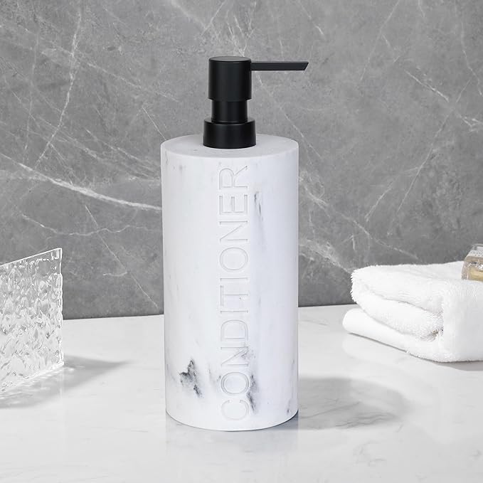 Indecor Home Conditioner Dispenser – Luxurious Refillable Pump Bottle with Embossed Text, Durable Construction for Bathroom and Kitchen