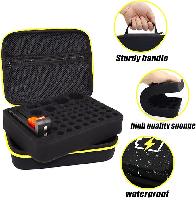 Battery Organizer Case- Hard Storage Box Bag Holder - Holds 60+ Batteries AA AAA C D 9V Tester BT-168 (Batteries are Not Included)