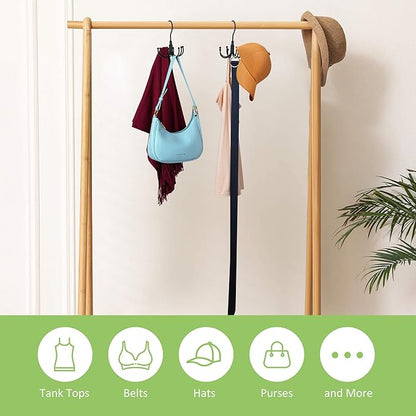 OMHOMETY Belt Hanger, 2 Pack Rotatable Belt Organizer for Closet, Accessories Rack, Space Saving Hanging Holder Storage Hook for Belt, Tie, Scarf, Purse, Bra, Tank Top, Black