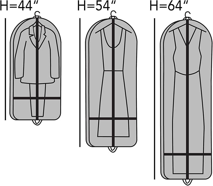 Covermates Keepsakes Garment Bag Set - Premium Polyester - Full Length Zipper - ID Window - Carrying Handles - Closet Storage, Black