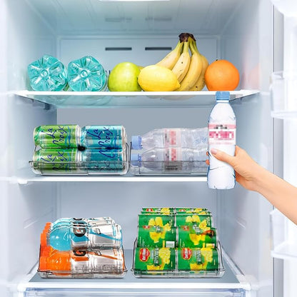 Clear Width Adjustable Soda Can Organizer for Refrigerator Expandable Soda Can Dispenser for Beer Soda Seltzer Pop Can Soda Expand Organizer for Fridge Kitchen Pantry