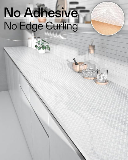 Shelf and Drawer Liner for Kitchen Cabinet, Non-Adhesive 12in x 120in Waterproof Contact Paper Refrigerator Liners Thickened Durable EVA Material Non Slip Mat for Dresser Cupboard Pantry Protector