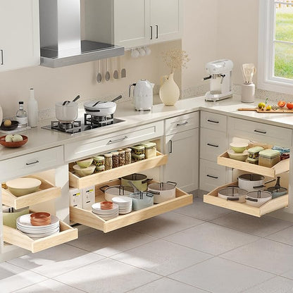 LOVMOR Pull Out Cabinet Organizer 13½”W x 21”D, Cabinet Pull Out Shelves with Soft Close, Pull Out Shelf, Cabinet Drawers Slide Out for Kitchen Base Cabinets