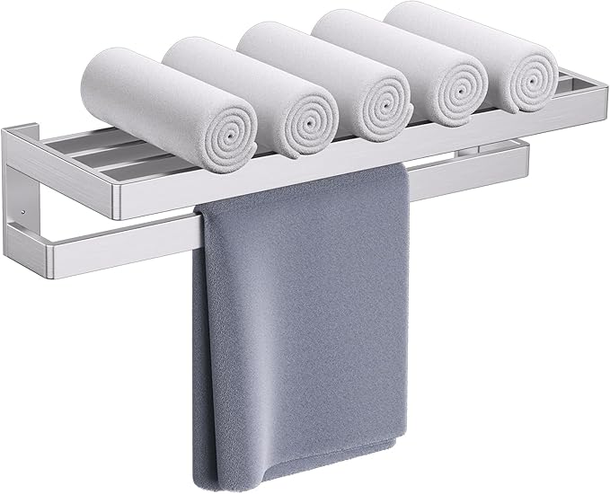 Brushed Nickel Double Towel Bar for Bathroom,Multi-Layer Towel Bar/Towel Holder Stainless Steel Wall-Mounted Bathroom Hardware Accessories 23.6-inch