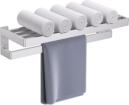 Brushed Nickel Double Towel Bar for Bathroom,Multi-Layer Towel Bar/Towel Holder Stainless Steel Wall-Mounted Bathroom Hardware Accessories 23.6-inch