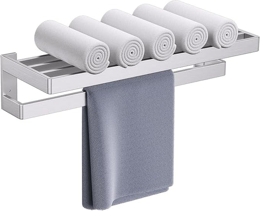 Brushed Nickel Double Towel Bar for Bathroom,Multi-Layer Towel Bar/Towel Holder Stainless Steel Wall-Mounted Bathroom Hardware Accessories 23.6-inch