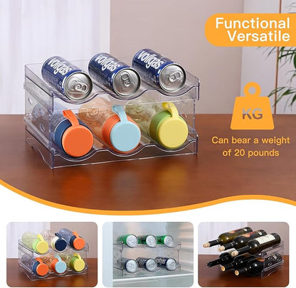Keerte Acrylic Organizer - Stackable Freestanding Wine Rack, Water Bottle Organizer & Drink Holder for Kitchen, Cabinet, Fridge | Space-Saving Design for Bottles, Cups, Beverages (8.1"x11.2"x5.3")
