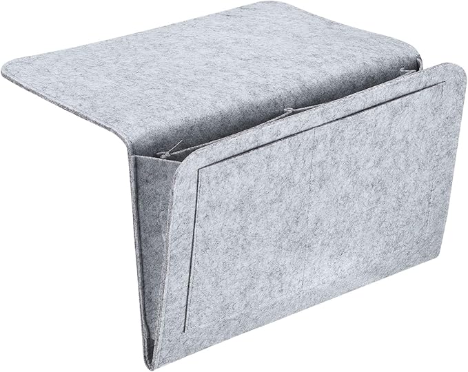PATIKIL 13in Bedside Caddy, Bed Caddy Bedside Organizer Hanging 5 Pocket Soft Bed Pockets Bedside Storage Organizer Remote Control Holder for Bedroom Phones Glasses, Light Grey