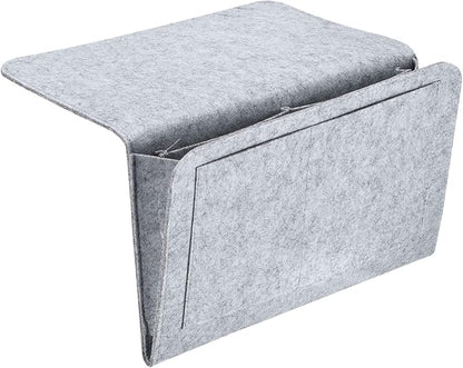 PATIKIL 13in Bedside Caddy, Bed Caddy Bedside Organizer Hanging 5 Pocket Soft Bed Pockets Bedside Storage Organizer Remote Control Holder for Bedroom Phones Glasses, Light Grey