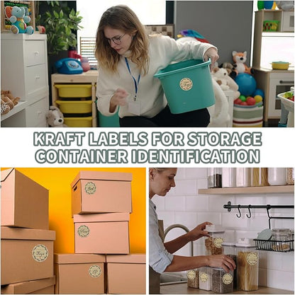 500pcs Label Stickers for Jars and Lids, Floral Heart & Lace Design with 3 Lines for Writing, Kraft Sticker Labels Pantry Labels, Mason Jar Labels Canning Labels Gift Tags(2" Round)
