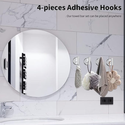 Newfun 10-Pieces 24 Inch Brushed Nickel Bathroom Hardware Set, Includes 24 Inch Towel Racks for Bathroom Wall Mounted, Toilet Paper Holder, Towel Hooks for Bathrooms, Towel Rings for Bathroom Wall