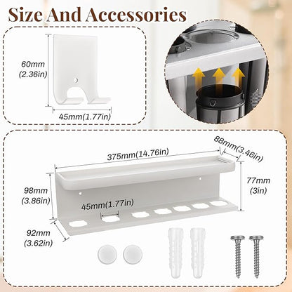 Wall Mount Holder for Hair Dryer Styler, White Storage Rack Organizer for Hair Curling Iron & Attachments – Space-Saving Bathroom Bracket Stand, No-Drill Installation