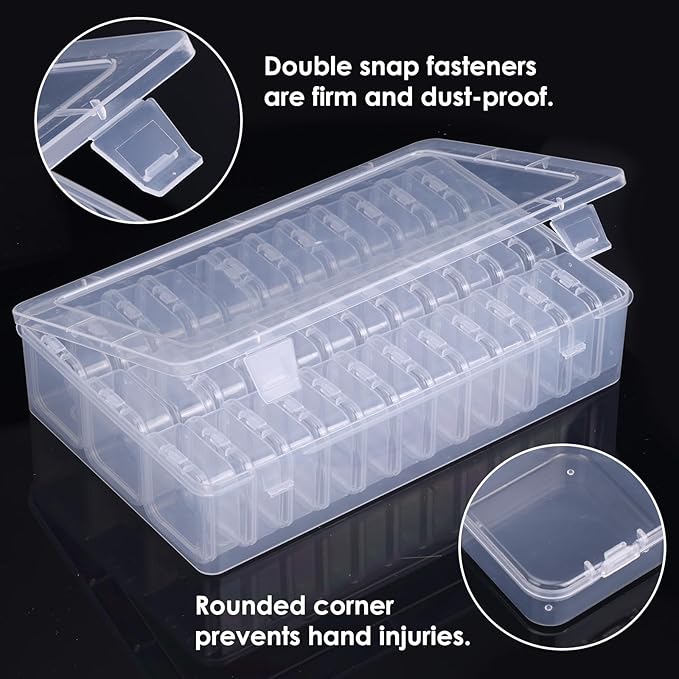 OUTUXED Bead Organizer Box, 72Pcs Small Clear Plastic Bead Storage, Mini Craft Storage Containers Boxes with Hinged Lid and Labels for Bracelets, Making DIY Jewelry Craft Nail, Screws, Seeds
