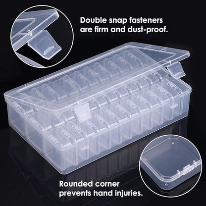 OUTUXED Bead Organizer Box, 72Pcs Small Clear Plastic Bead Storage, Mini Craft Storage Containers Boxes with Hinged Lid and Labels for Bracelets, Making DIY Jewelry Craft Nail, Screws, Seeds