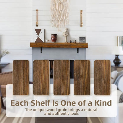 ROOMTEC Fireplace Mantel, Wood Fireplace Shelves with L-Shaped Brackets,Wall Mounted Wooden Shelving,Handcrafted Wood Brack,Mantels Over Fireplace, 48" x 8" x 3"-Dark Chocolate