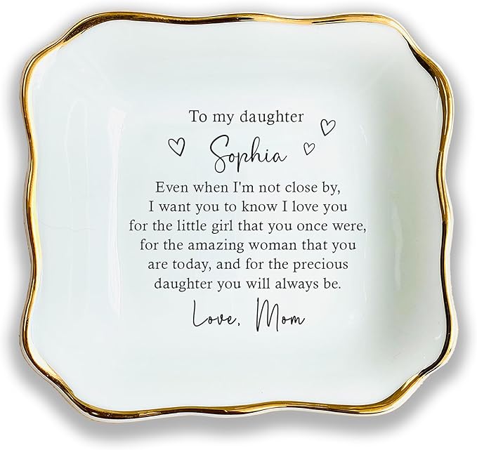 HatafaFurni Daughter Gift From Mom, Custom Ring Dish, Even When I Am Not Close By, Ceramic Jewelry Dish, Personalized Trinket Tray, Wedding Gift, Birthday Gift, Mother And Daughter