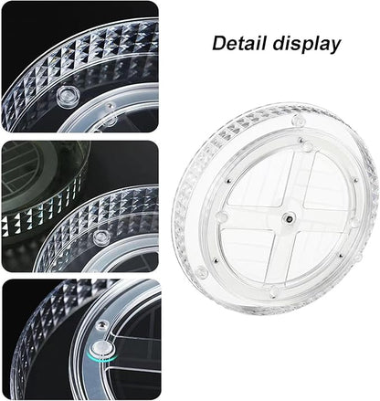 2-Tier Diamond Pattern Lazy Susan Turntable, Green, Clear, Compact Storage Organizer for Kitchen, Bathroom, Sace Saver (Diamond Clear, 9.25inch 2 Pack)