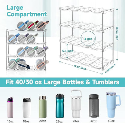 Stackable Water Bottle Organizer, Large Compartment Water Bottle Holder for Stanley 40 oz Tumbler, Kitchen Storage Organizer for Stanley Cup Accessories, Tumbler Organizer Wine Rack - Hold 16 Bottles