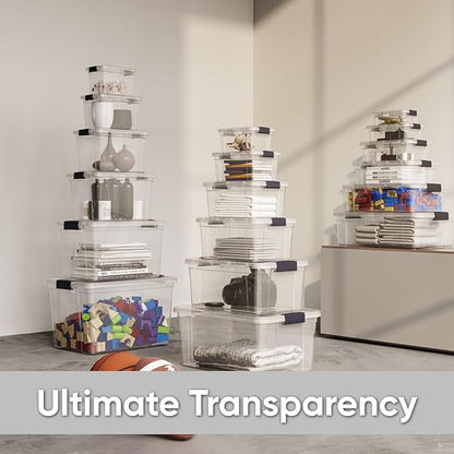 Superio Clear Storage Boxes with Lids, 4.75 Quart Plastic Container Bins for Organizing, Stackable Crates, BPA Free, Non Toxic, Odor Free, Organizers for Home, Office and Dorm, 6 Pack