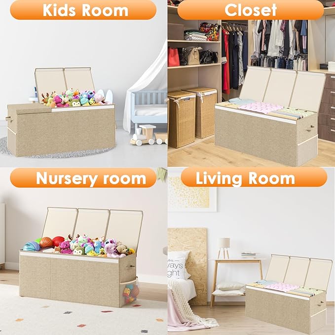 Extra Large Toy Box Chest with Lid, Kids Toy Storage Organizer for Boys Girls, Big Toy Bin Basket Extra Large Toy Storage Box for Living Room Playroom Nursery (40" x14" x16")
