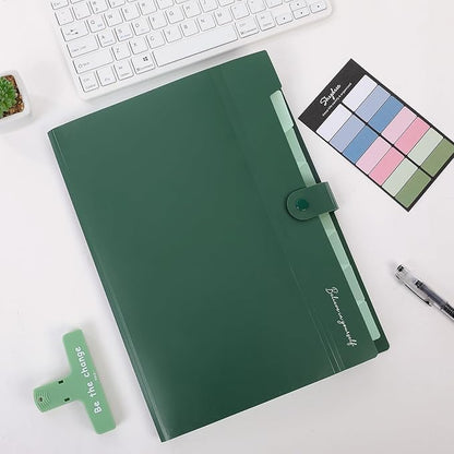 SKYDUE Expanding File Organizer with 8 Pockets, Accordion File Folders with Labels, Portable Document Paper Bill Receipt Organizer, Home College School Office Supplies, Letter Size,ForestGreen