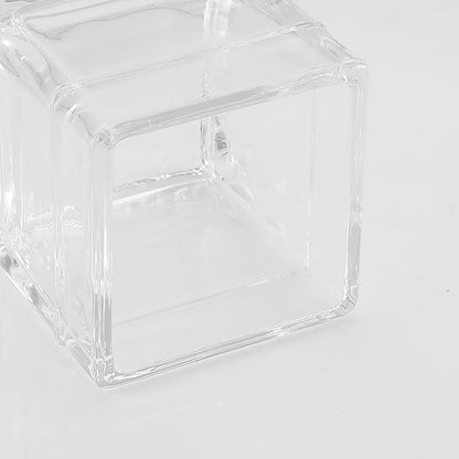 Indecor Home Glass Cotton Jar Holder 2 Pack– Satin Nickel Lid, Elegant Bathroom Storage Canister for Qtips, Cotton Balls, Floss, Makeup Organizer, Vanity & Bathroom Organization