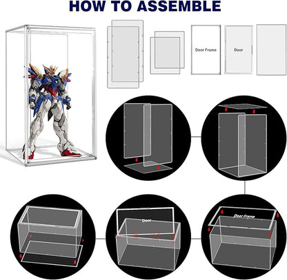 Extra Large 23.6'' Tall Acrylic Display Case, XXXXX-Large Boot & Shoe Boxes 13.8''x12.2 ''x23.6'' Clear Sneaker Box with Magnetic Door Dustproof Display Box Showcase for Helmet,Trophy, Collectible
