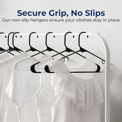 SereneLife 50 Pack Plastic Hangers, Non-Slip, Space-Saving Closet Organizers, Durable and Strong for Shirts, Sweaters, Hoodies, Kids Clothes & Dresses, Ultra-Thin, Lightweight