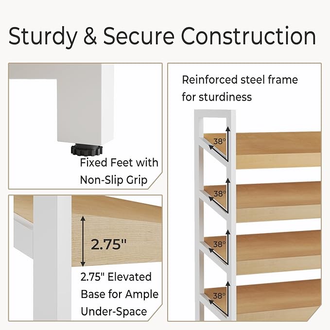 Floor-Standing Magazine Rack 6 tier, Newspaper Holder 38° Slant, Book Display Shelf, Brochure Display Stand for Exhibitions Shopping Malls Hospitals Offices School (White)