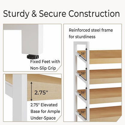Floor-Standing Magazine Rack 6 tier, Newspaper Holder 38° Slant, Book Display Shelf, Brochure Display Stand for Exhibitions Shopping Malls Hospitals Offices School (White)