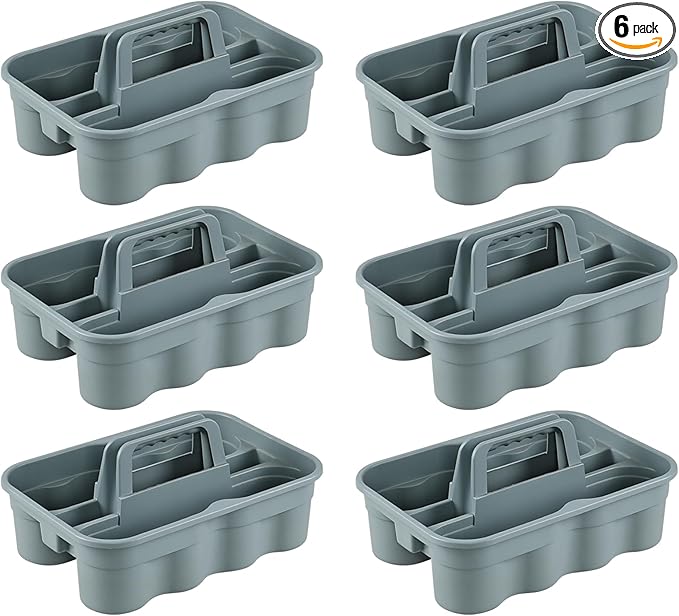Parlynies All-Purpose Cleaning Caddy, Cleaning Tool Organizer with Handle Portable Shower Caddy Basket, Grey, 6 Pack