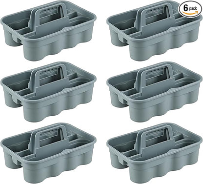 Parlynies All-Purpose Cleaning Caddy, Cleaning Tool Organizer with Handle Portable Shower Caddy Basket, Grey, 6 Pack