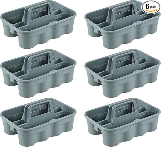 Parlynies All-Purpose Cleaning Caddy, Cleaning Tool Organizer with Handle Portable Shower Caddy Basket, Grey, 6 Pack