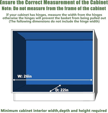 LOVMOR Pull Out Cabinet Organizer 25½" W x 21½" D, Kitchen Cabinet Pull Out Shelves Slide Out Storage