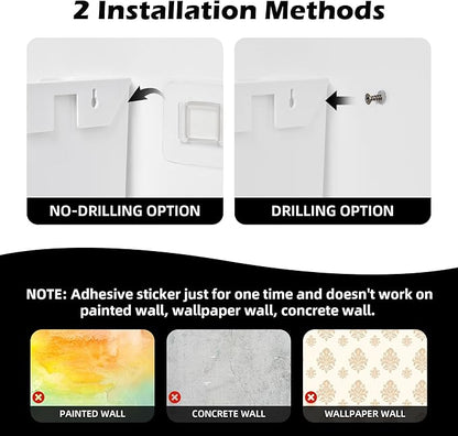 YOHOM No Drilling File Holder Wall Mails Magazines Organizer Adhesive Door Mount, Single Pocket, (White 1) (WHITE, 3 PCS)